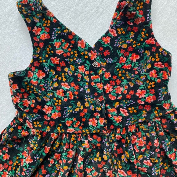 Vintage 90s GAP Floral Velvet Kids Button up Dress - Girls XXS - Picture 2 of 8